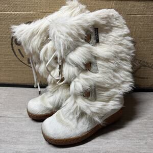 Oscar Sport Apres Ski Winter Boots EU 39 US 8 Julia Ivory White Goat Fur Italy